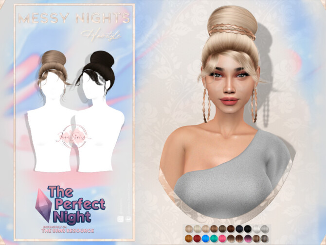 Sims 4 Messy Nights Hair by JavaSims at TSR