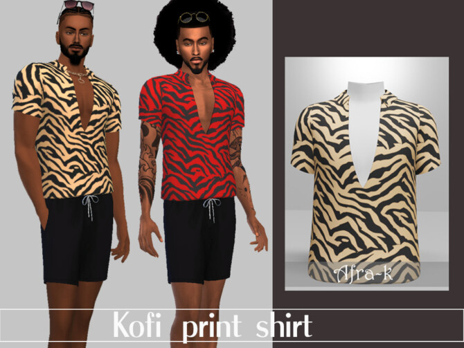 Sims 4 Kofi print shirt by akaysims at TSR