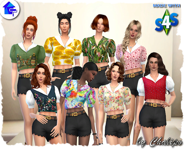 Sims 4 Home blouse by Chalipo at All 4 Sims