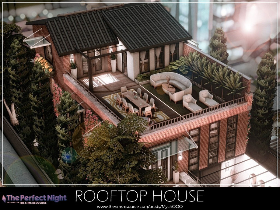 The Perfect Night Rooftop House by MychQQQ at TSR » Sims 4 Updates