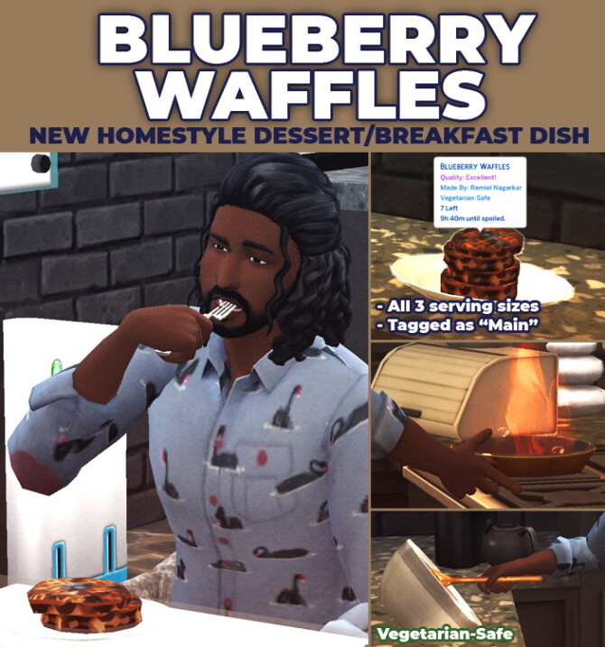 Sims 4 Blueberry Waffles Custom Recipe by RobinKLocksley at Mod The Sims 4