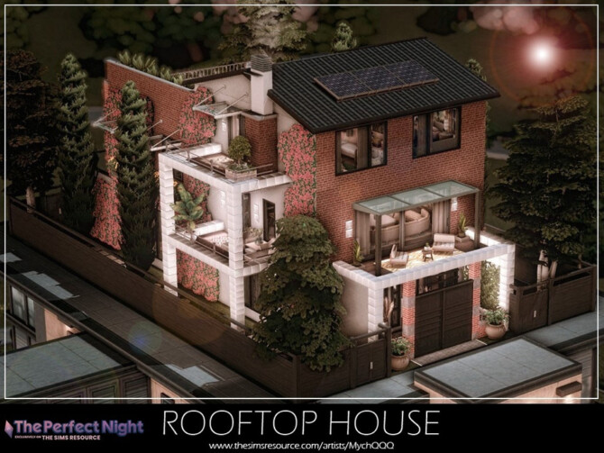 Sims 4 The Perfect Night Rooftop House by MychQQQ at TSR