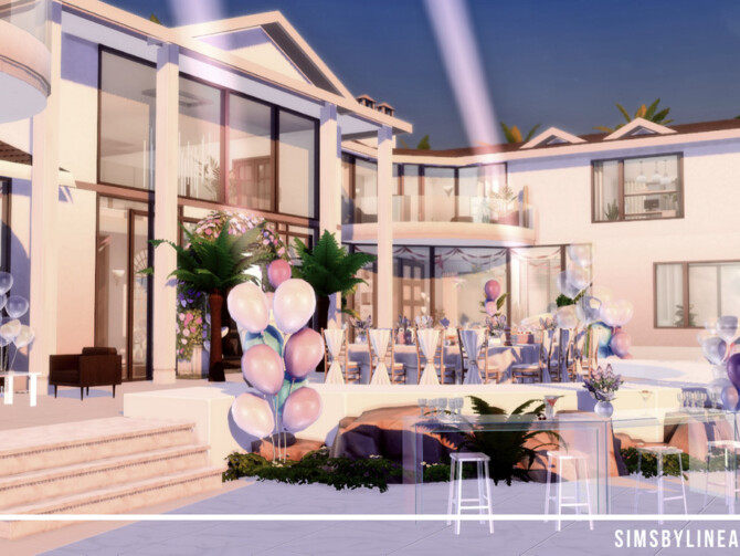 Sims 4 California Party Mansion by SIMSBYLINEA at TSR