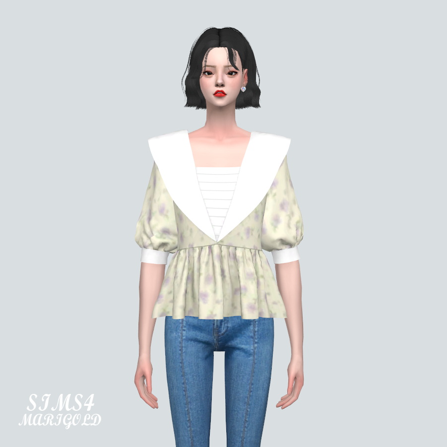 Big C Sailor Blouse at Marigold » Sims 4 Updates