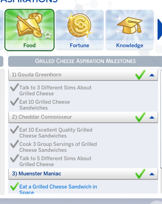 Sims 4 Grilled Cheese Aspiration in CAS by MxPlumbob at Mod The Sims 4