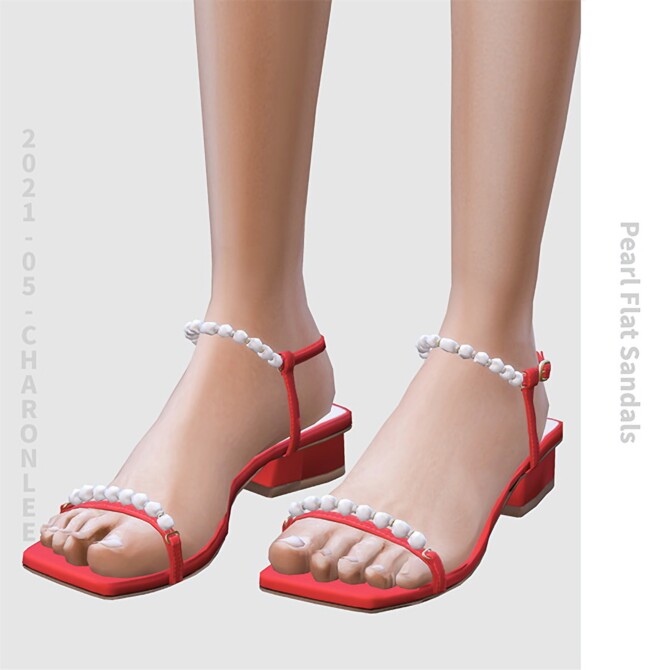 Sims 4 Pearl Flat Sandals at Charonlee