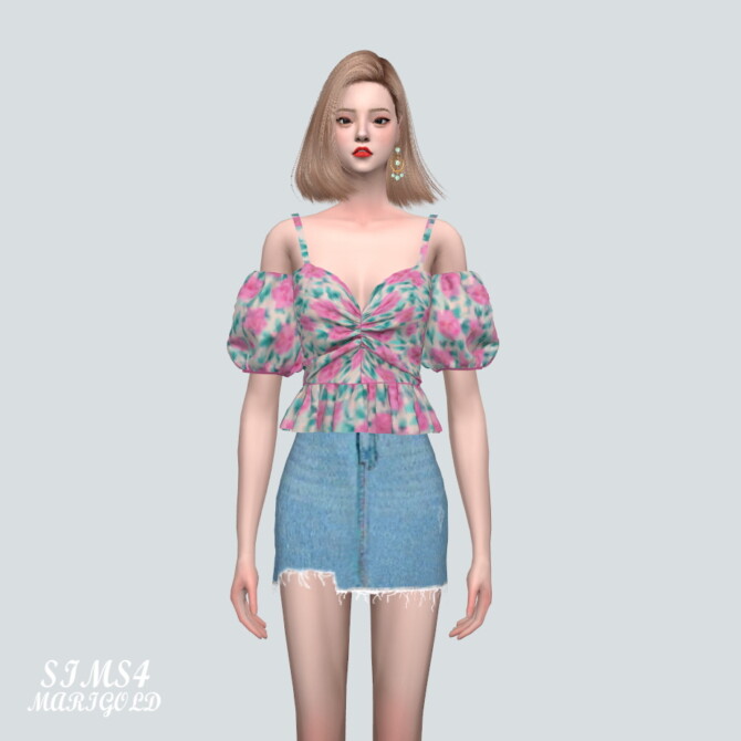 Sims 4 Shirring OS Blouse 9 at Marigold