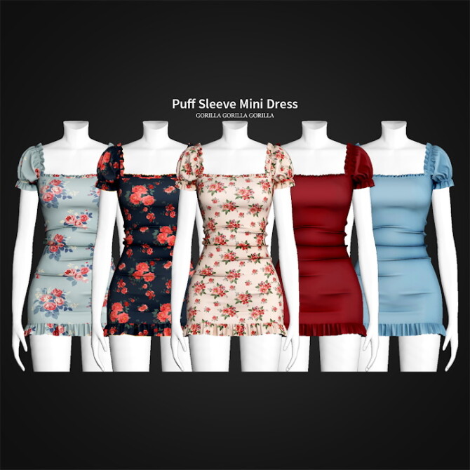 Sims 4 Puff Sleeve Mini Dress at Gorilla