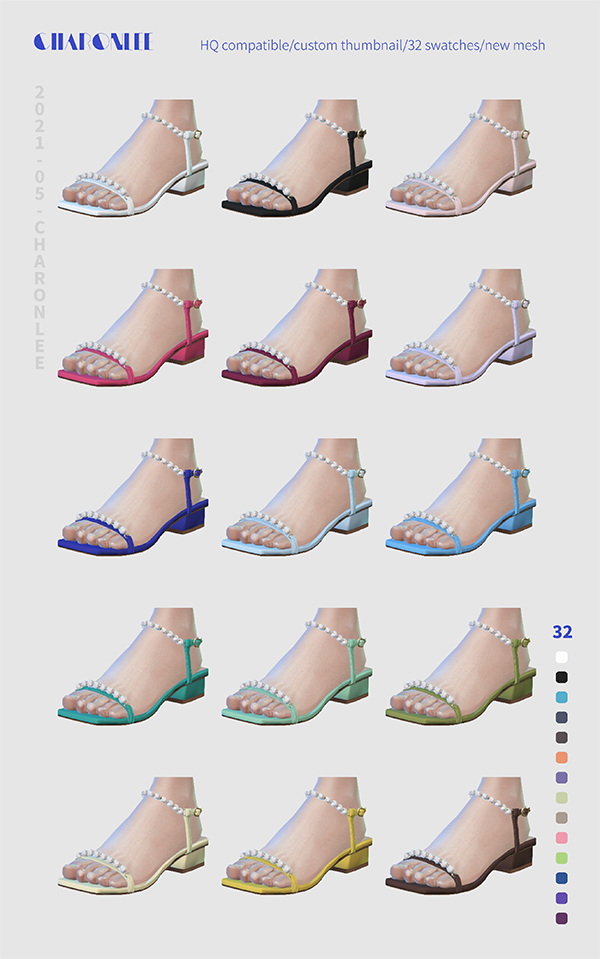 Sims 4 Pearl Flat Sandals at Charonlee