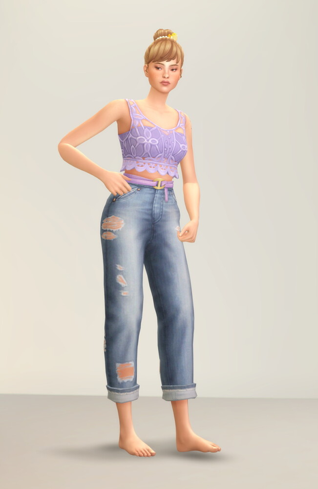 Sims 4 Seashell Wavvve 2 sleeveless top & jeans at Rusty Nail