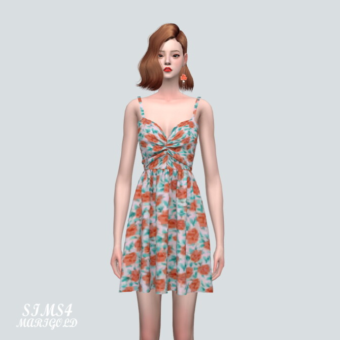 Sims 4 Shirring Mini OS Dress at Marigold