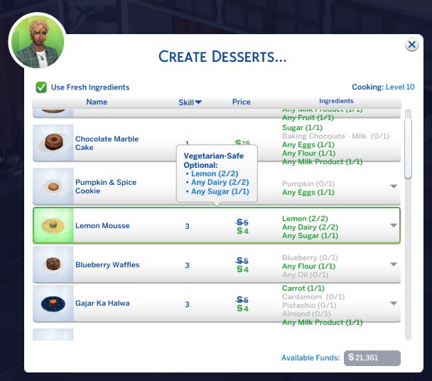 Sims 4 Lemon Mousse Custom Recipe by RobinKLocksley at Mod The Sims 4