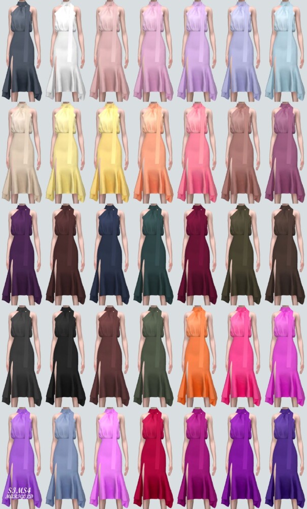 Sims 4 Chiffon OS Blouse With Midi Skirt V2 at Marigold