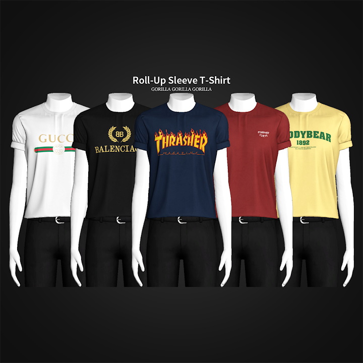 Roll-Up Sleeve T-Shirt at Gorilla » Sims 4 Updates