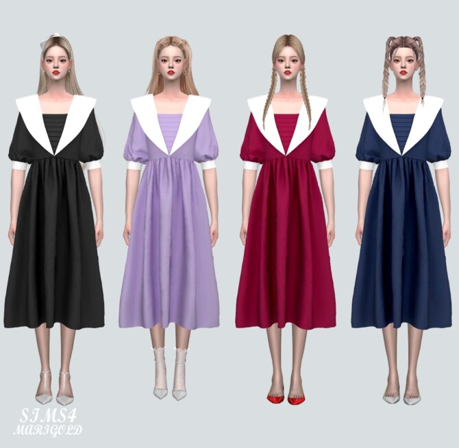 Sims 4 Big C Sailor Long Dress at Marigold