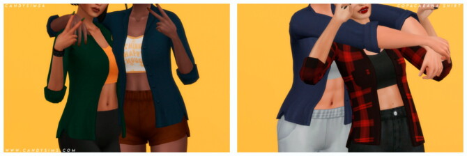 Sims 4 COPACABANA denim shirt with a cropped tank top at Candy Sims 4