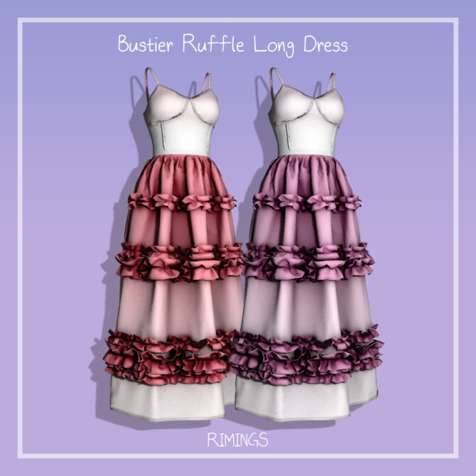 Sims 4 Bustier Ruffle Long Dress at RIMINGs