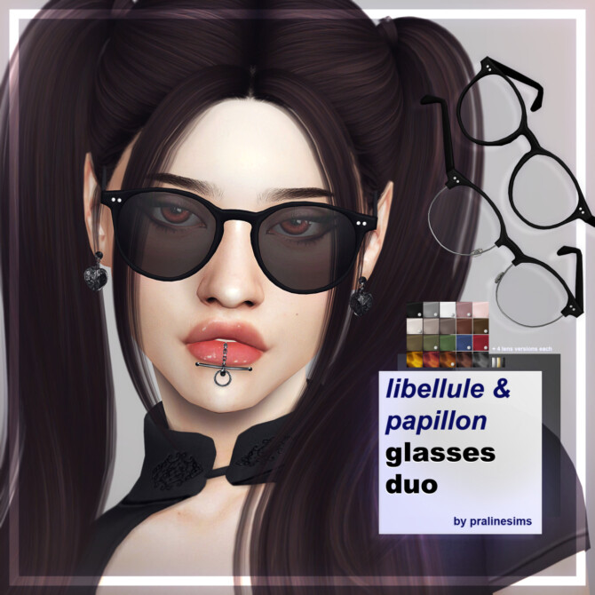 Sims 4 LIBELLULE & PAPILLON Glasses Duo at Praline Sims