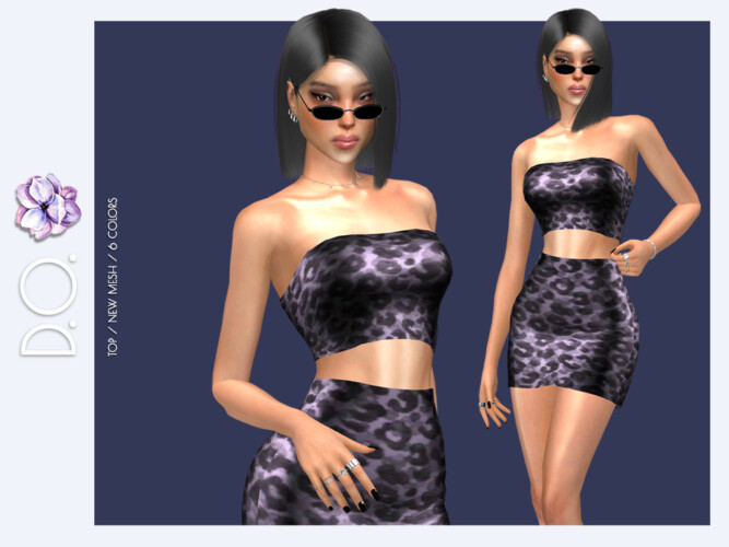Strapless Leopard Print Crop Top Do117 By D.o.lilac