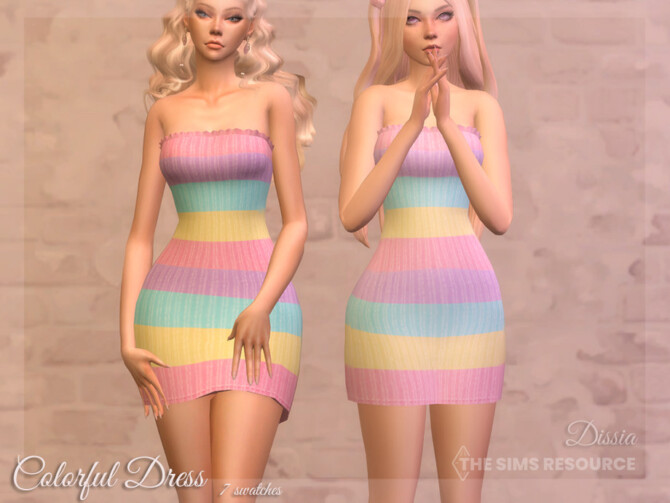 Sims 4 Colorful Dress by Dissia at TSR