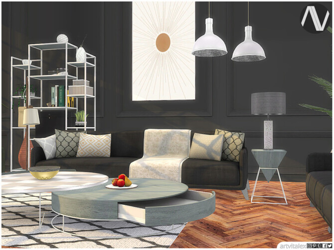 Sims 4 Huntington Living Room by ArtVitalex at TSR