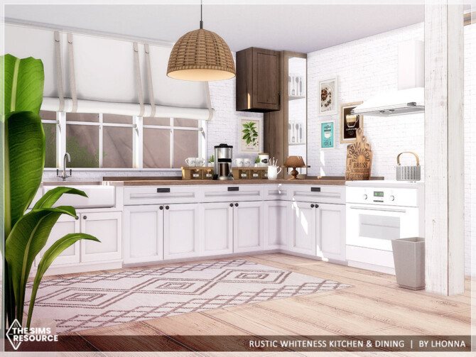 Sims 4 Rustic Whiteness II Kitchen & Dining by Lhonna at TSR