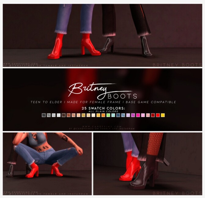 Sims 4 BRITNEY BOOTS at Candy Sims 4