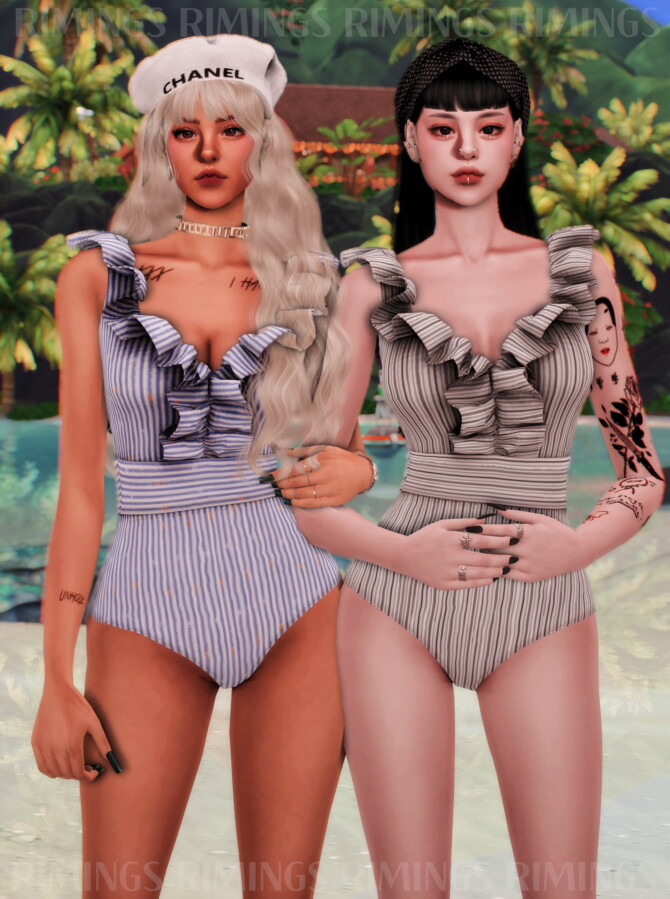 Sims 4 Ruffle swimsuit at RIMINGs