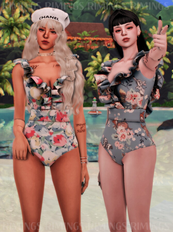 Sims 4 Ruffle swimsuit at RIMINGs