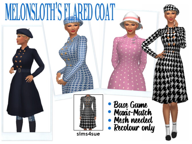 Sims 4 MELONSLOTH’S FLARED COAT at Sims4Sue