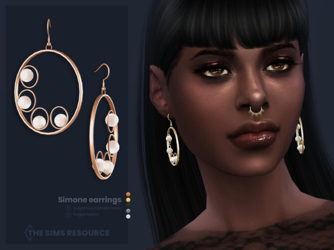 Sims 4 Simone earrings by sugar owl at TSR
