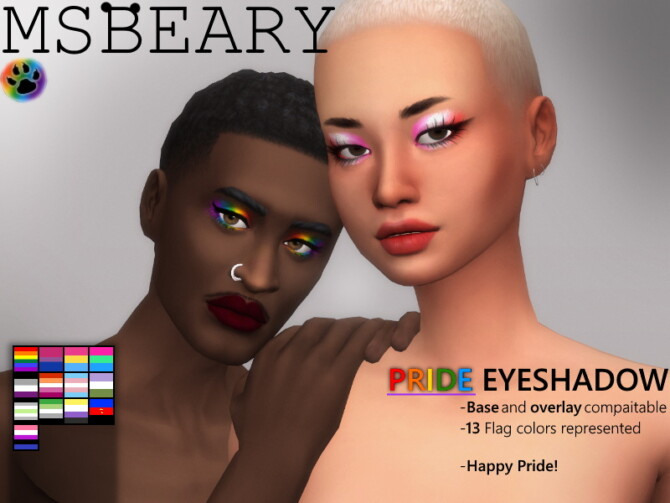 Sims 4 Pride Flag Eyeshadow by MsBeary at TSR