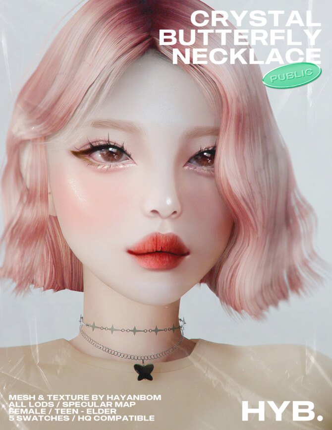 Sims 4 CRYSTAL BUTTERFLY NECKLACE at Hayanbom