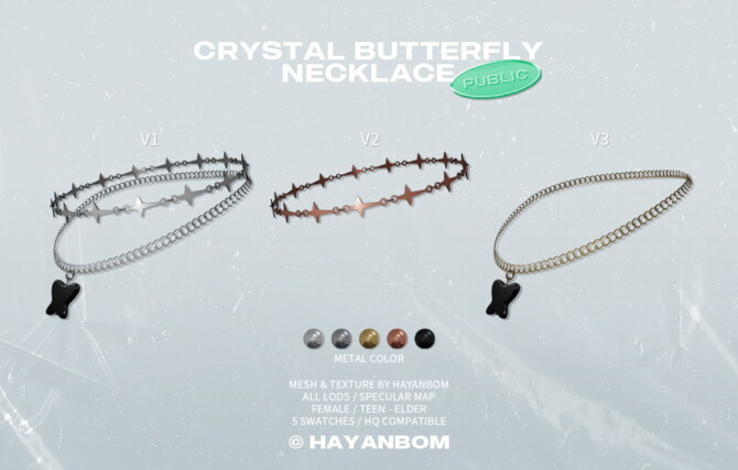 Sims 4 CRYSTAL BUTTERFLY NECKLACE at Hayanbom