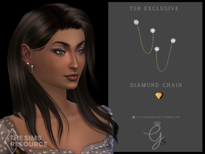 Sims 4 Diamond Chain Earrings by Glitterberryfly at TSR