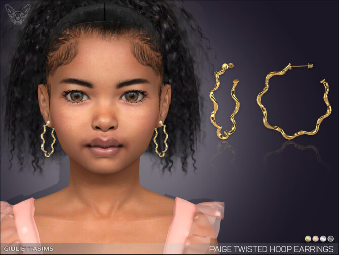 Sims 4 Paige Twisted Hoop Earrings For Kids by feyona at TSR