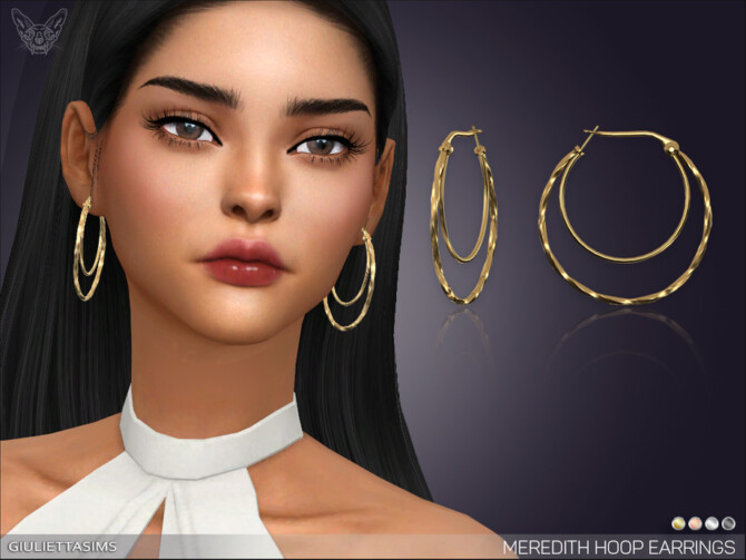 Sims 4 Meredith Hoop Earrings by feyona at TSR