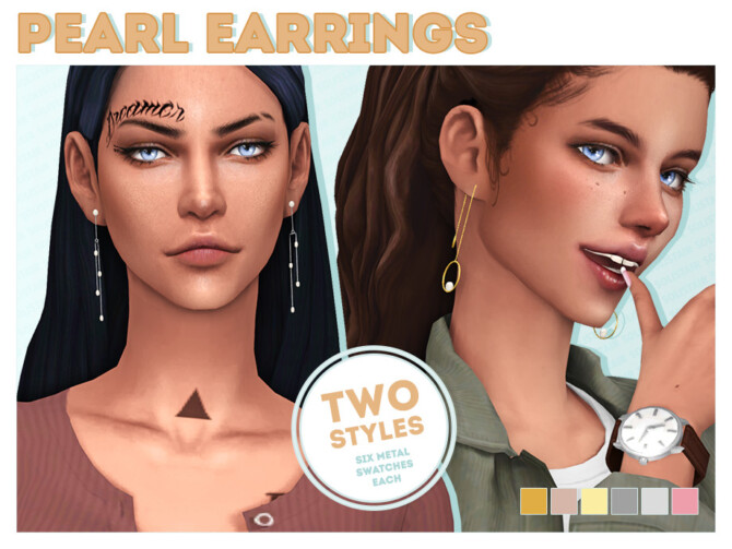 Sims 4 Pearl Earrings Set by Solistair at TSR