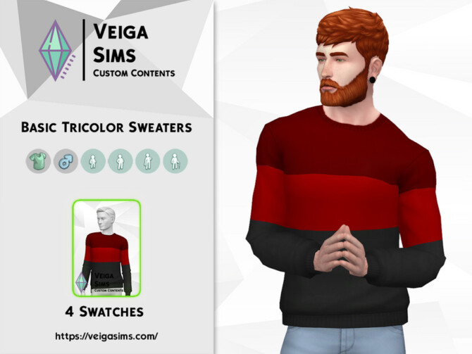 Sims 4 Basic Tricolor Sweaters by David Mtv at TSR
