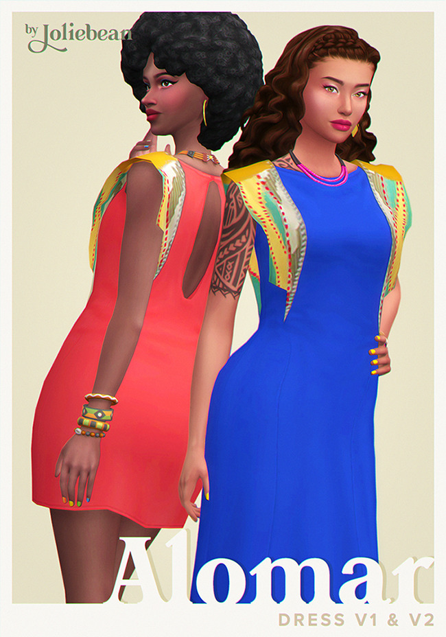Sims 4 Alomar Dress in 2 versions at Joliebean