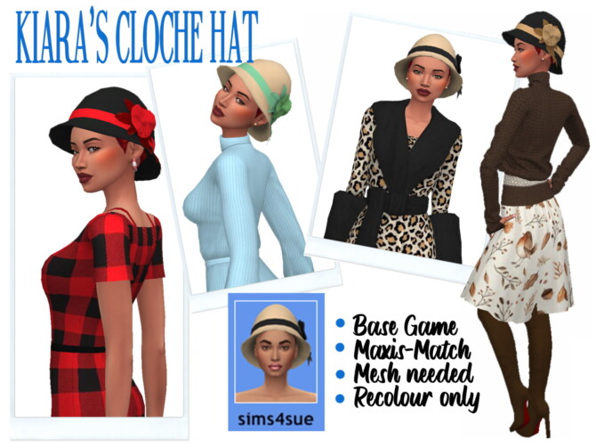 Sims 4 EP02 BERET & KIARA’s CLOCHE HAT at Sims4Sue