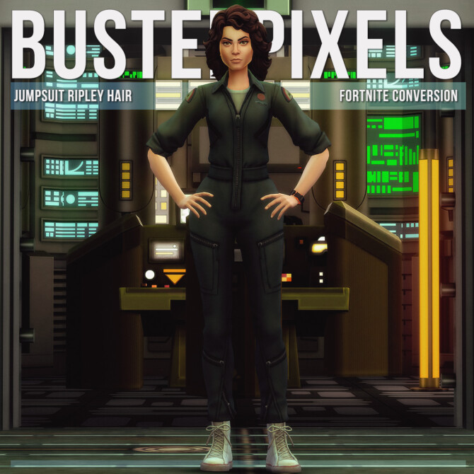 Sims 4 Fortnite Jumpsuit Ripley Hair Conversion/Edit at Busted Pixels