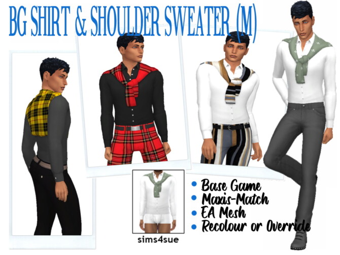 Sims 4 BG SHIRT & SHOULDER SWEATER (M) at Sims4Sue