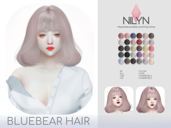 Sims 4 BLUEBEAR HAIR by Nilyn at TSR