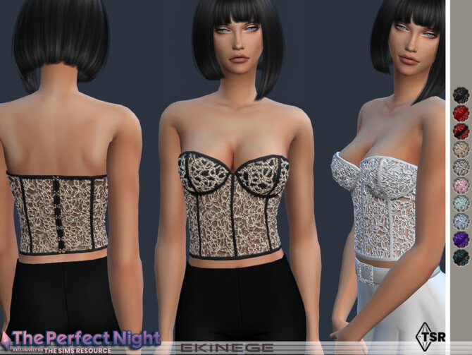Sims 4 Embellished Bustier Top The Perfect Night by ekinege at TSR