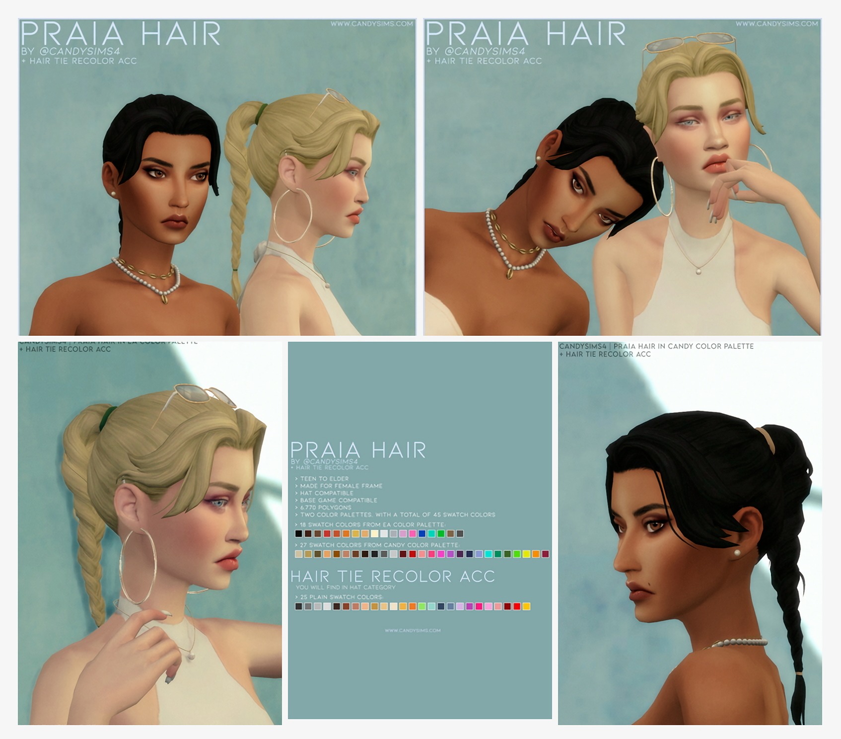 PRAIA BRAIDED HAIR at Candy Sims 4 » Sims 4 Updates