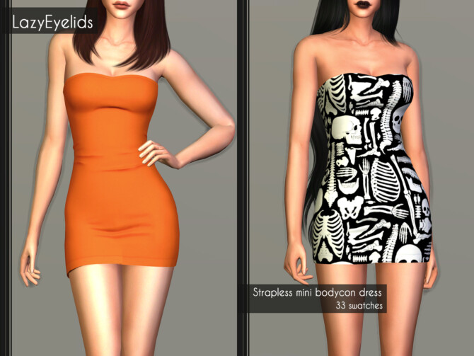 Sims 4 Straplees mini bodycon dress at LazyEyelids