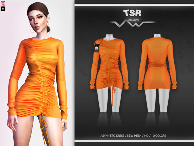 Sims 4 Asymmetic Dress BD492 by busra tr at TSR