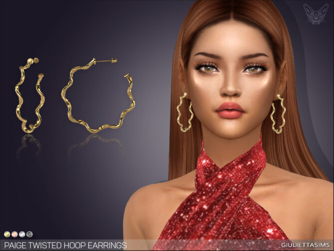 Sims 4 Paige Twisted Hoop Earrings by feyona at TSR