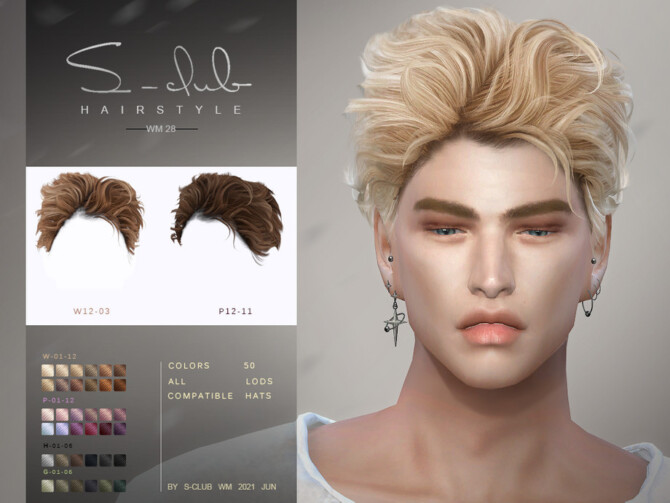 Sims 4 Short curly hair for male by S Club WM at TSR